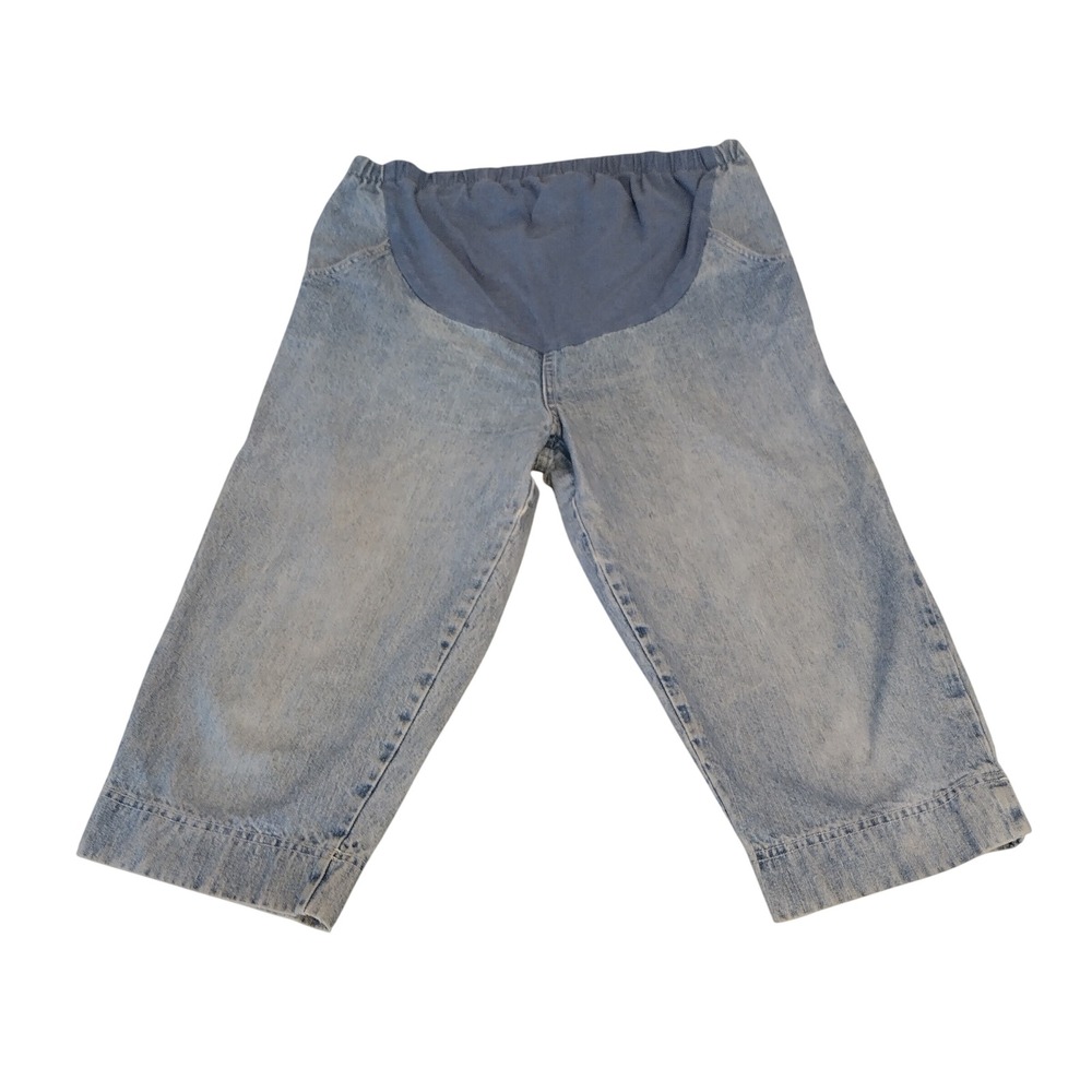 In Due Time Maternity Denim Capri Pants Women Comfort Panel Elastic Waist Siz 16